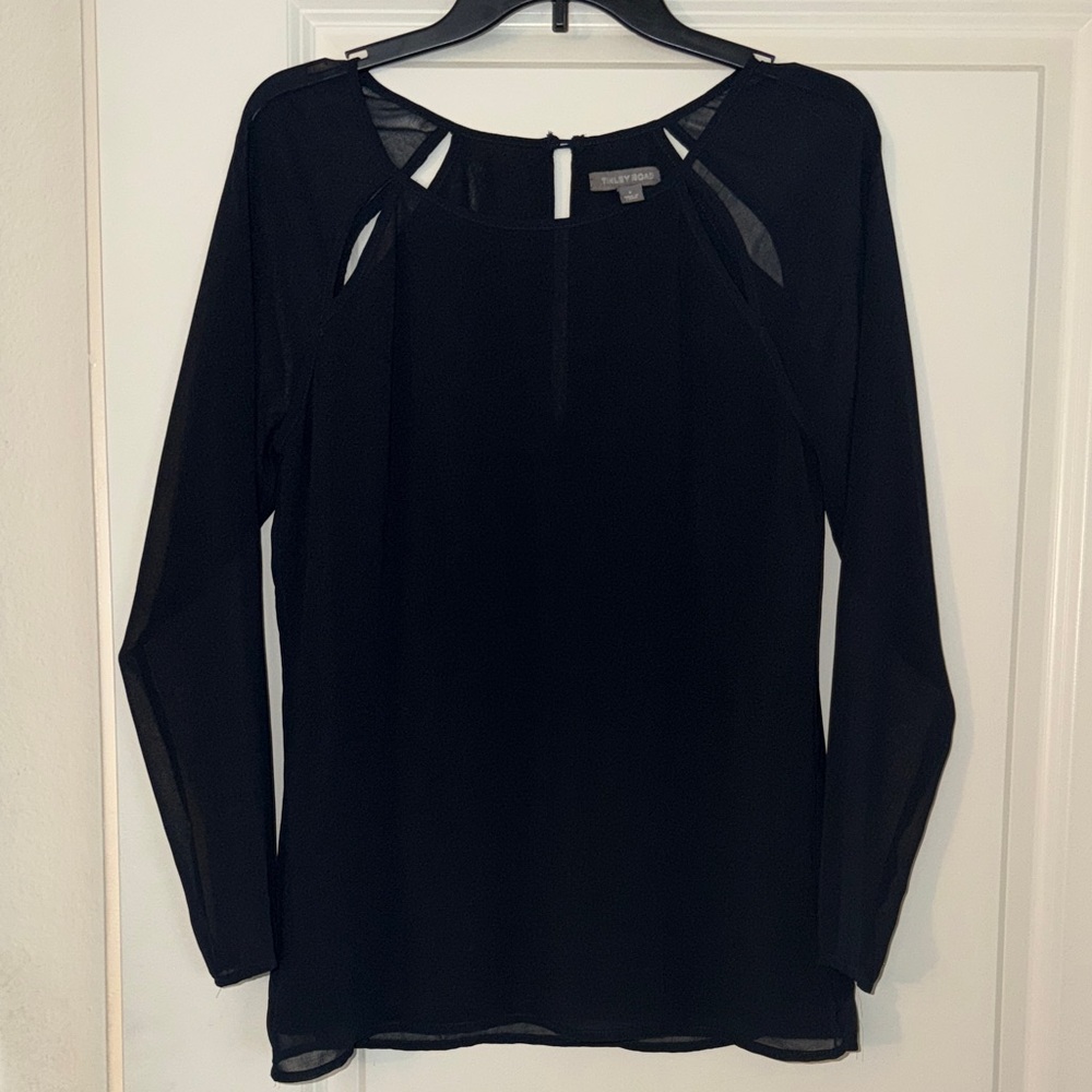 Tinley Road Navy Sheer Blouse